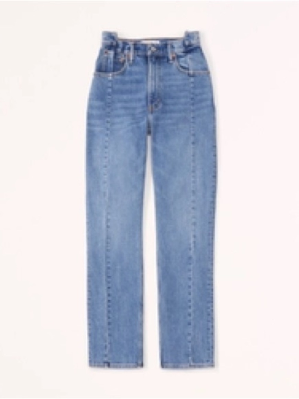 Abercrombie & Fitch Women's Straight-Leg Jeans in Light Blue Denim fun waist